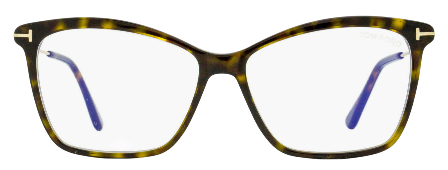 Tom Ford Butterfly Blue Block Eyeglasses TF5687-B 052 Havana/Gold 56mm FT5687