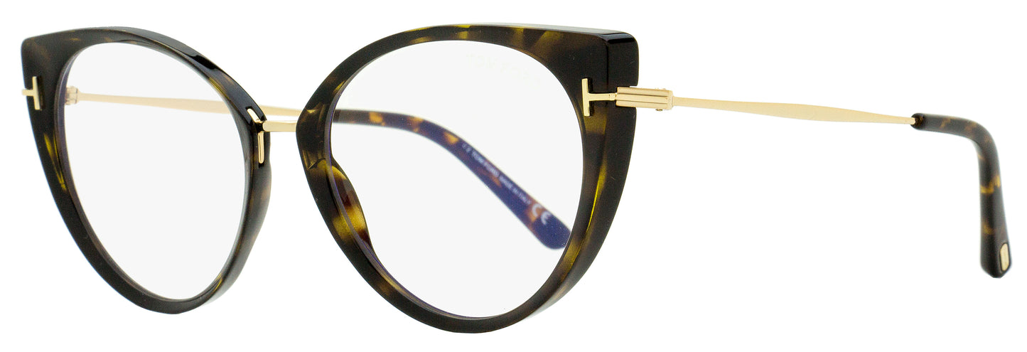 Tom Ford TF5815B Blue Block Eyeglasses 052 Havana/Gold 54mm FT5815