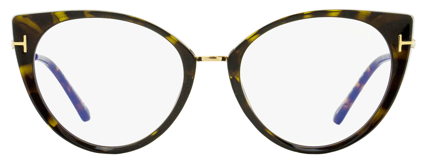 Tom Ford TF5815B Blue Block Eyeglasses 052 Havana/Gold 54mm FT5815