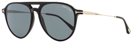 Tom Ford Pilot Sunglasses TF587 Carlo-02 01V Black/Gold 58mm FT0587