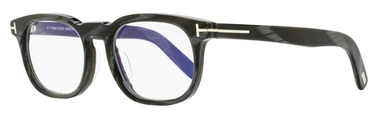 Tom Ford Rounded Blue Block Eyeglasses TF5930-D-B 063 Black Horn 52mm FT5930