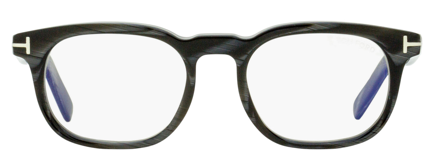 Tom Ford Rounded Blue Block Eyeglasses TF5930-D-B 063 Black Horn 52mm FT5930