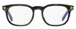 Tom Ford Rounded Blue Block Eyeglasses TF5930-D-B 063 Black Horn 52mm FT5930