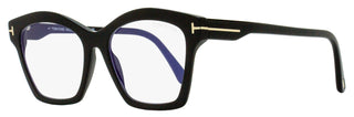 Tom Ford Square Blue Block Eyeglasses TF5965B 001 Black 53mm FT5965