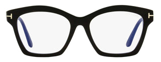 Tom Ford Square Blue Block Eyeglasses TF5965B 001 Black 53mm FT5965