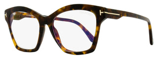 Tom Ford Square Blue Block Eyeglasses TF5965B 052 Havana 53mm FT5965