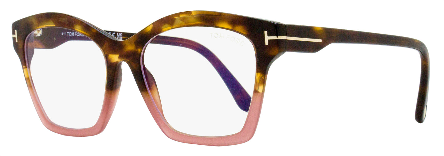 Tom Ford Square Blue Block Eyeglasses TF5965B 055 Havana/Pink 53mm FT5965