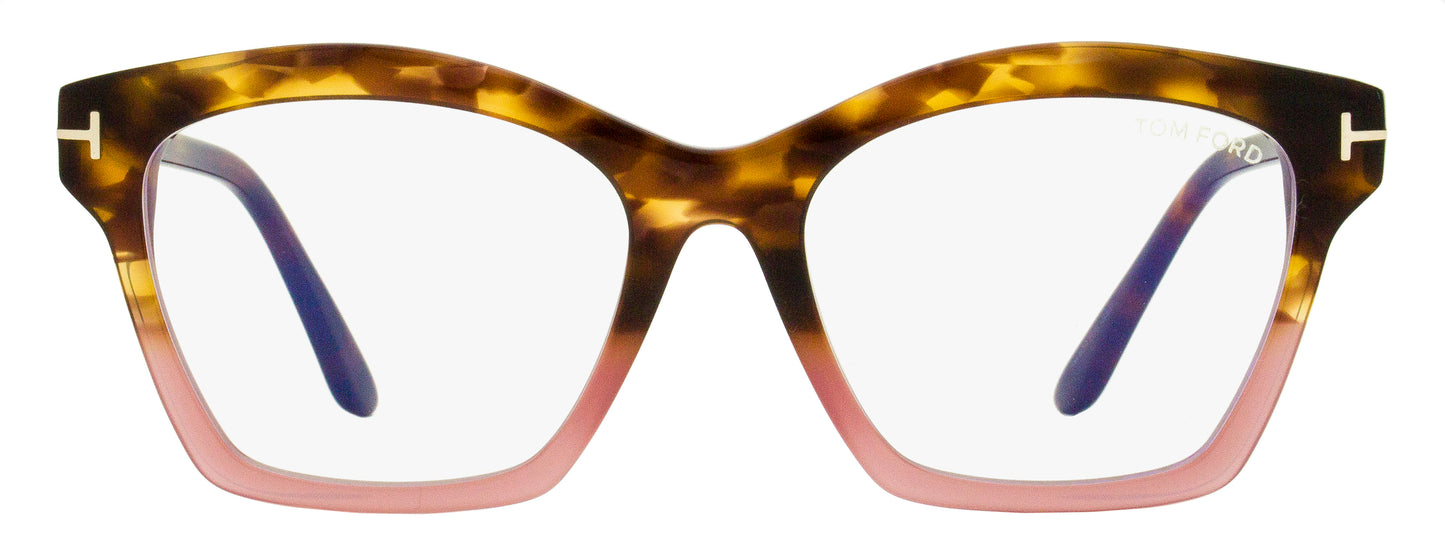 Tom Ford Square Blue Block Eyeglasses TF5965B 055 Havana/Pink 53mm FT5965