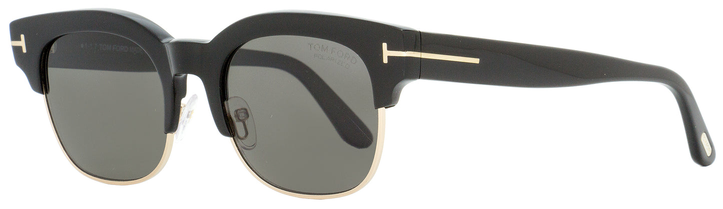 Tom Ford Rectangular Sunglasses TF597 Harry-02 01D Black/Gold Polarized 51mm FT0597