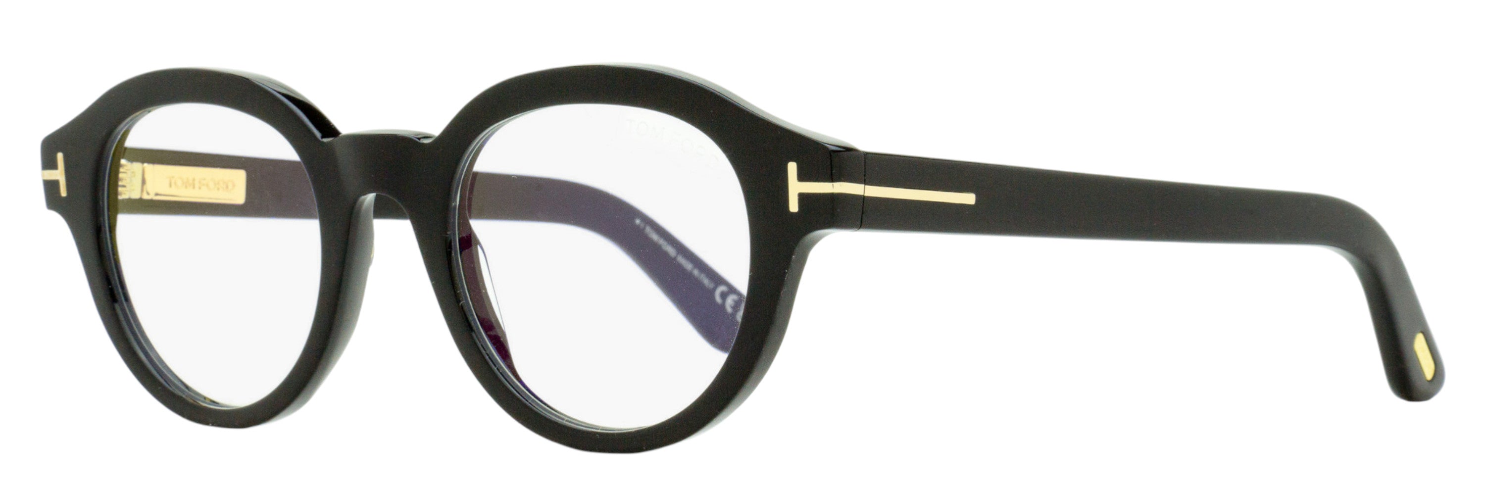 Tom Ford Blue Block Oval Eyeglasses TF6037-B 001 Black 49mm FT6037