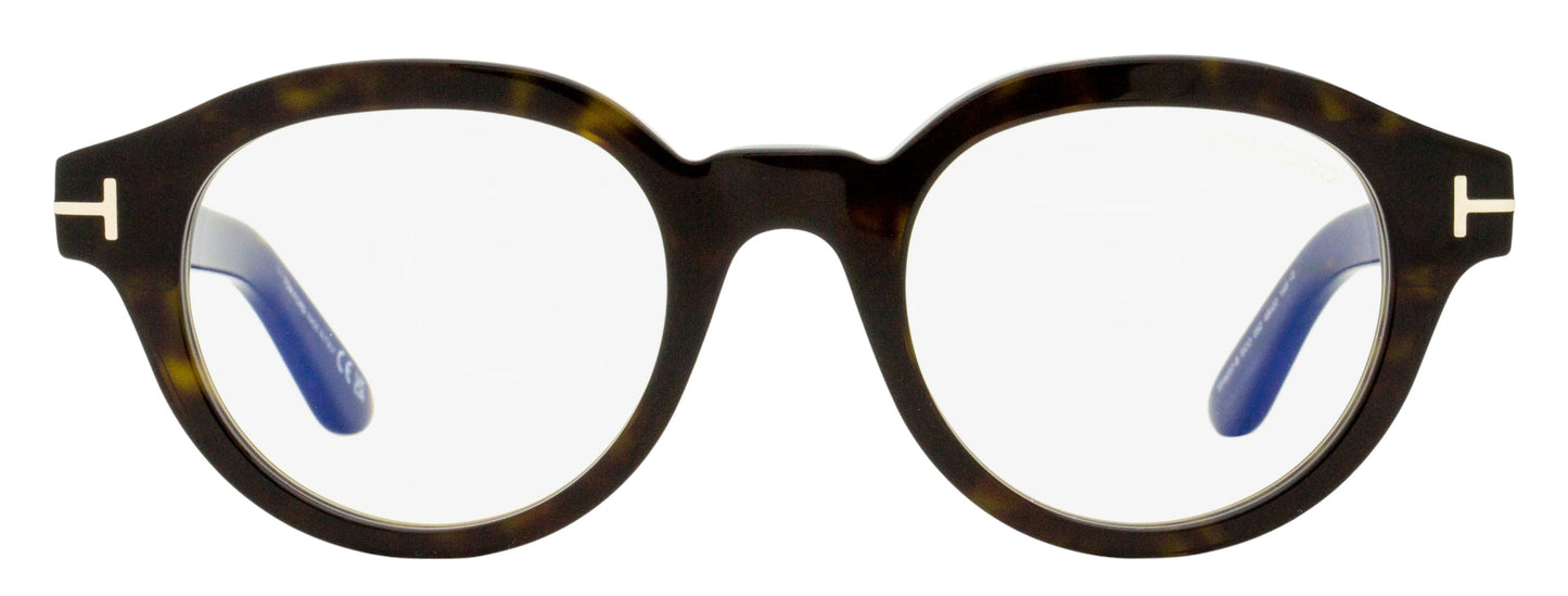 Tom Ford Blue Block Oval Eyeglasses TF6037-B 052 Dark Havana 49mm FT6037