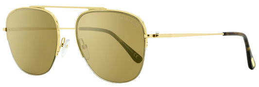 Tom Ford Semi-Rimless Sunglasses TF667 Abott 30G Yellow Gold/Havana 56mm FT0667