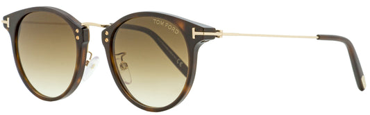 Tom Ford Oval Sunglasses TF673 Jamieson 54F Dark Havana/Gold 49mm FT0673