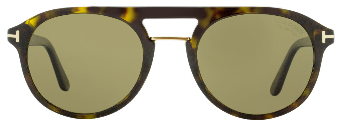 Tom Ford Pilot Sunglasses TF675 Ivan-02 52H Dark Havana/Gold Polarized 52mm FT0675