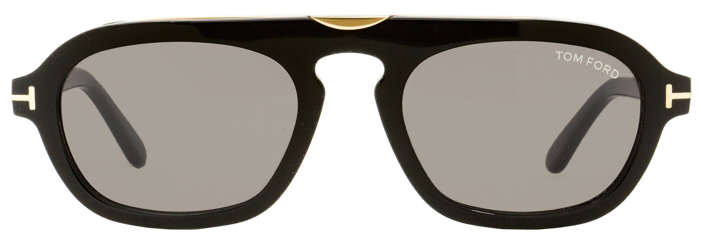 Tom Ford Rectangular Sunglasses TF736 Sebastian-02 01A Black/Gold 53mm FT0736