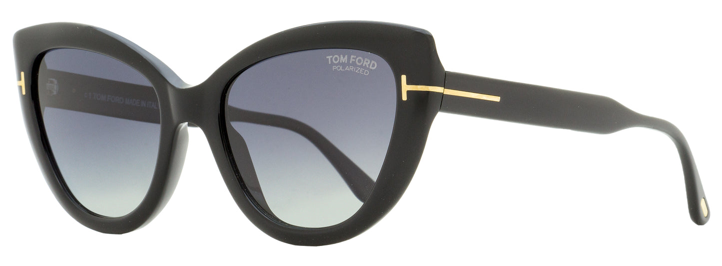 Tom Ford Cat Eye Sunglasses TF762 Anya 01D Black Polarized 55mm FT0762