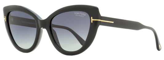 Tom Ford Cat Eye Sunglasses TF762 Anya 01D Black Polarized 55mm FT0762