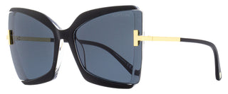 Tom Ford Butterfly Sunglasses TF766 Gia 03A Black/Crystal/Gold 63mm FT0766