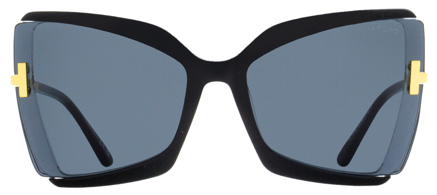 Tom Ford Butterfly Sunglasses TF766 Gia 03A Black/Crystal/Gold 63mm FT0766