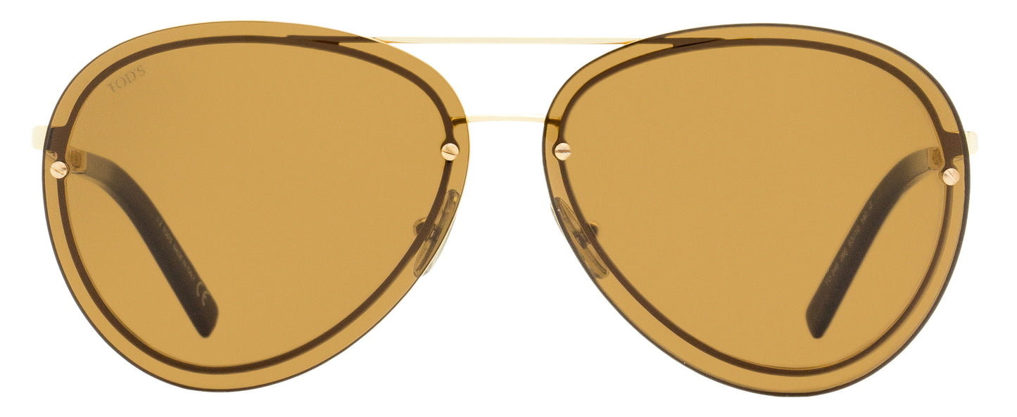 Tod's Pilot Sunglasses TO0248 28E Gold/Brown/Tan 63mm 248