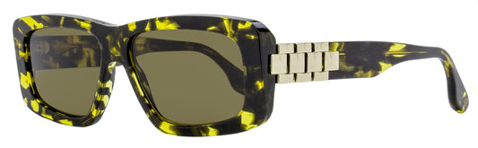 Victoria Beckham Chain Rectangular Sunglasses VB669S 012 Yellow Havana 55mm