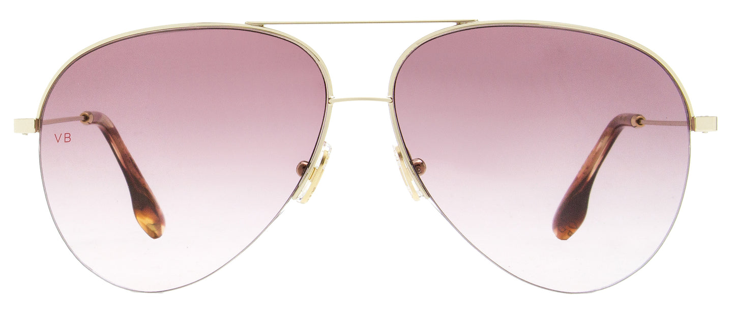 Victoria Beckham Pilot Sunglasses VB90S 712 Gold/Burgundy 62mm 90