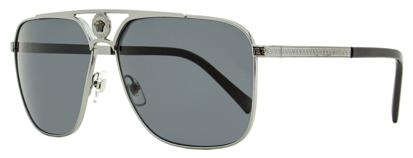 Versace Rectangular Sunglasses VE2238 1001-81 Gunmetal/Black 61mm