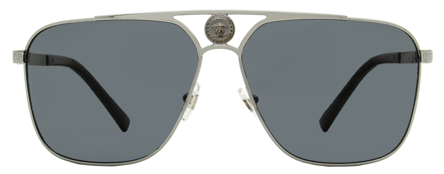 Versace Rectangular Sunglasses VE2238 1001-81 Gunmetal/Black 61mm