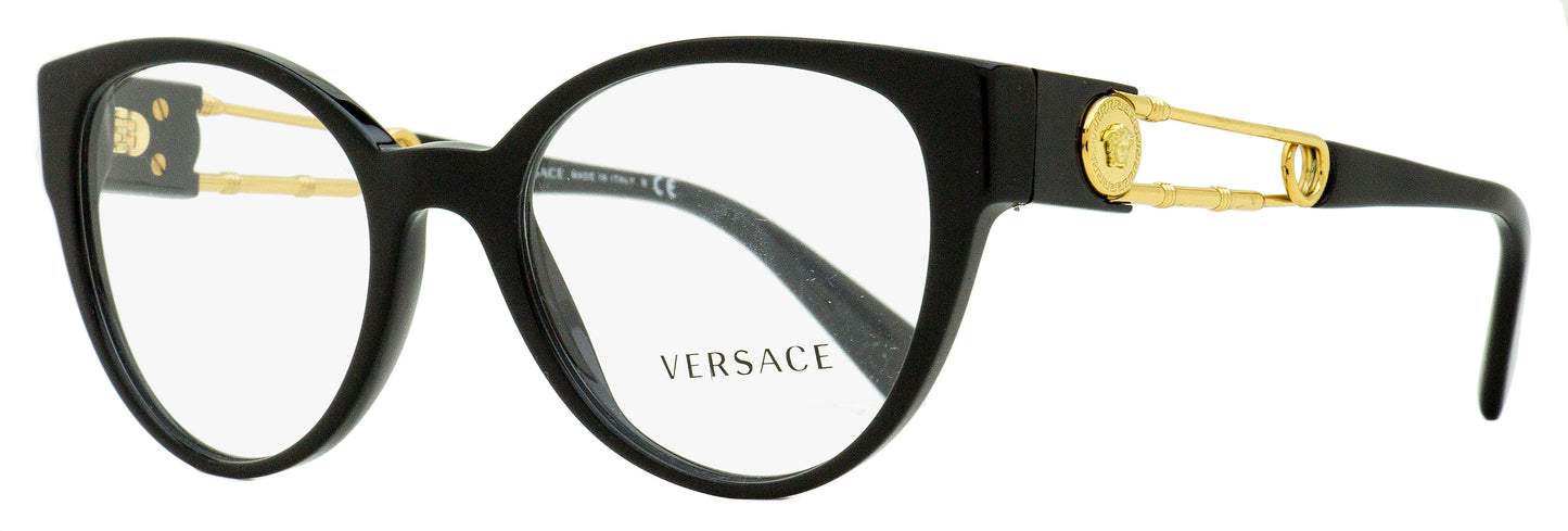 Versace Oval Eyeglasses VE3307 GB1 Black/Gold 52mm