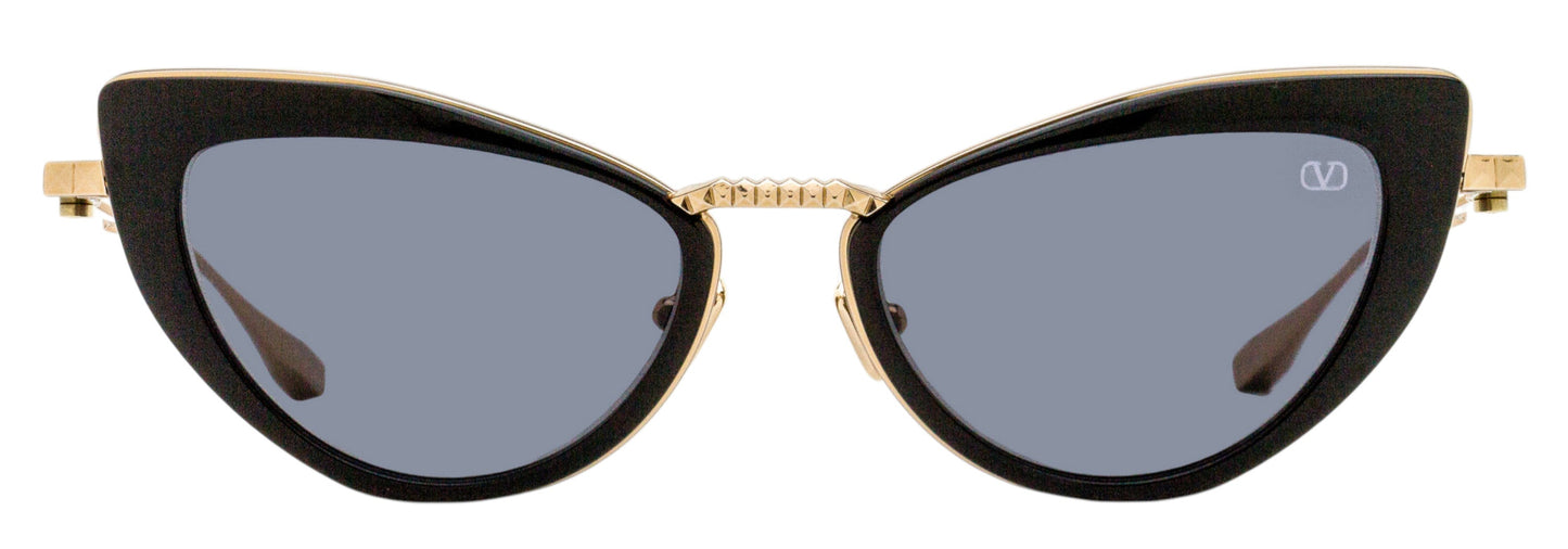 Valentino Titanium Cat Eye Sunglasses VLS-102 A Black/Gold 50mm