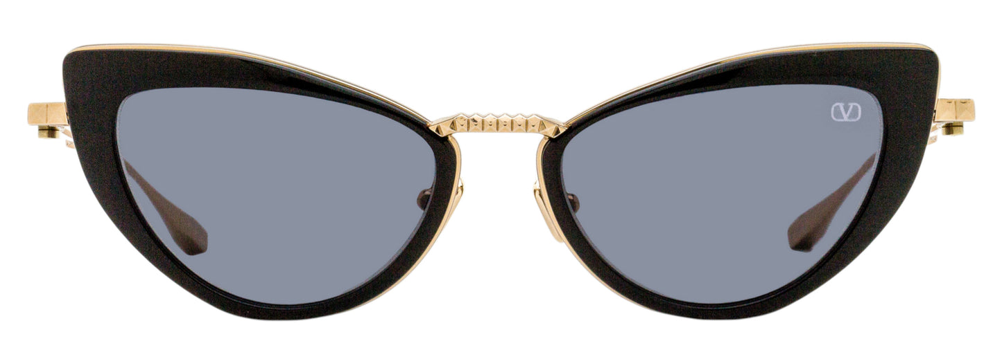 Valentino Titanium Cat Eye Sunglasses VLS-102 A Black/Gold 50mm