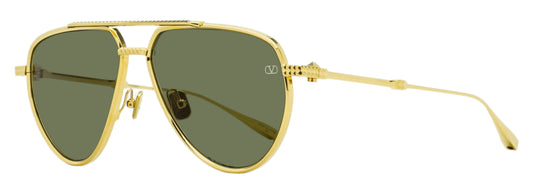 Valentino Titanium Pilot Sunglasses VLS-133 A Gold 59mm