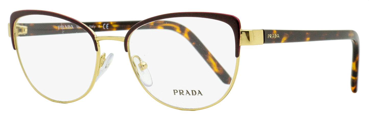 Prada Oval Eyeglasses VPR 63X 09B-1O1 Gold/Havana 53mm