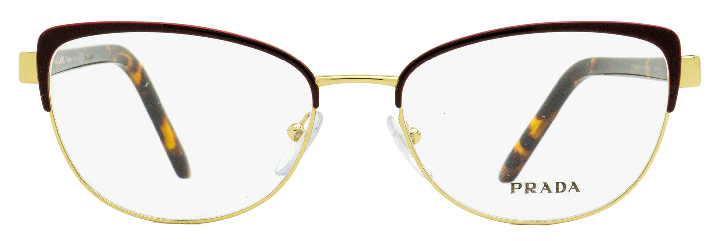Prada Oval Eyeglasses VPR 63X 09B-1O1 Gold/Havana 53mm
