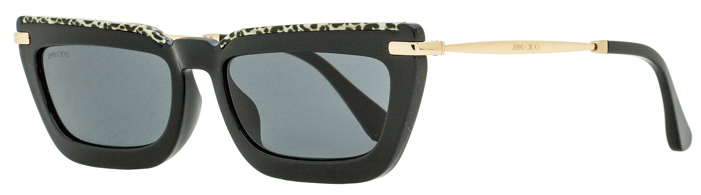 Jimmy Choo Rectangular Sunglasses Vela/G/S FP3IR Black/Gold/Leopard 55mm